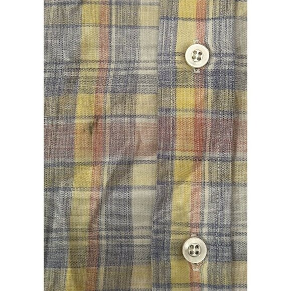 Vintage Levi's Mens L Pastel Plaid Short Sleeve Button Up Shirt Single Stitch - Picture 3 of 5